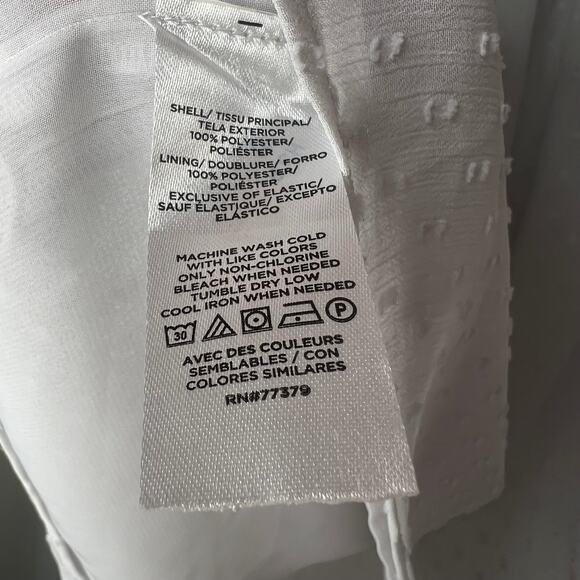 Ann Taylor Light Grey Smock Swiss Dot Top Blouse Size Medium - Picture 5 of 7